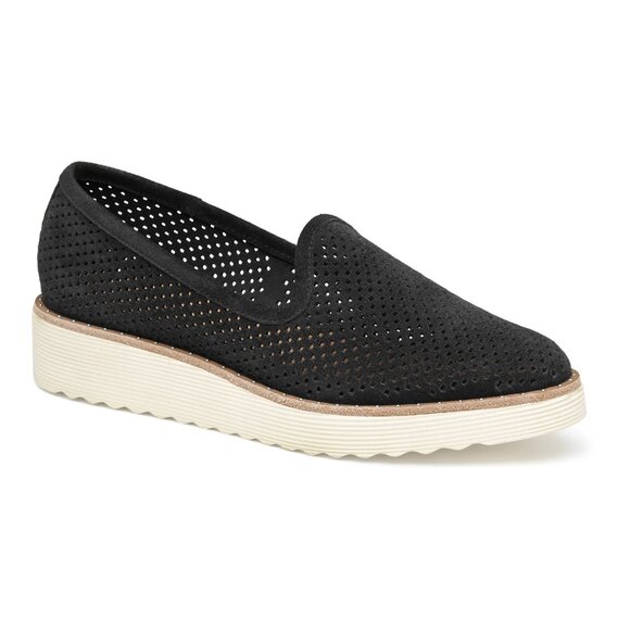 NEW JOHNSTON AND MURPHY Suede Mitzi Perforated Venetian Loafers black for women - Picture 9 of 9